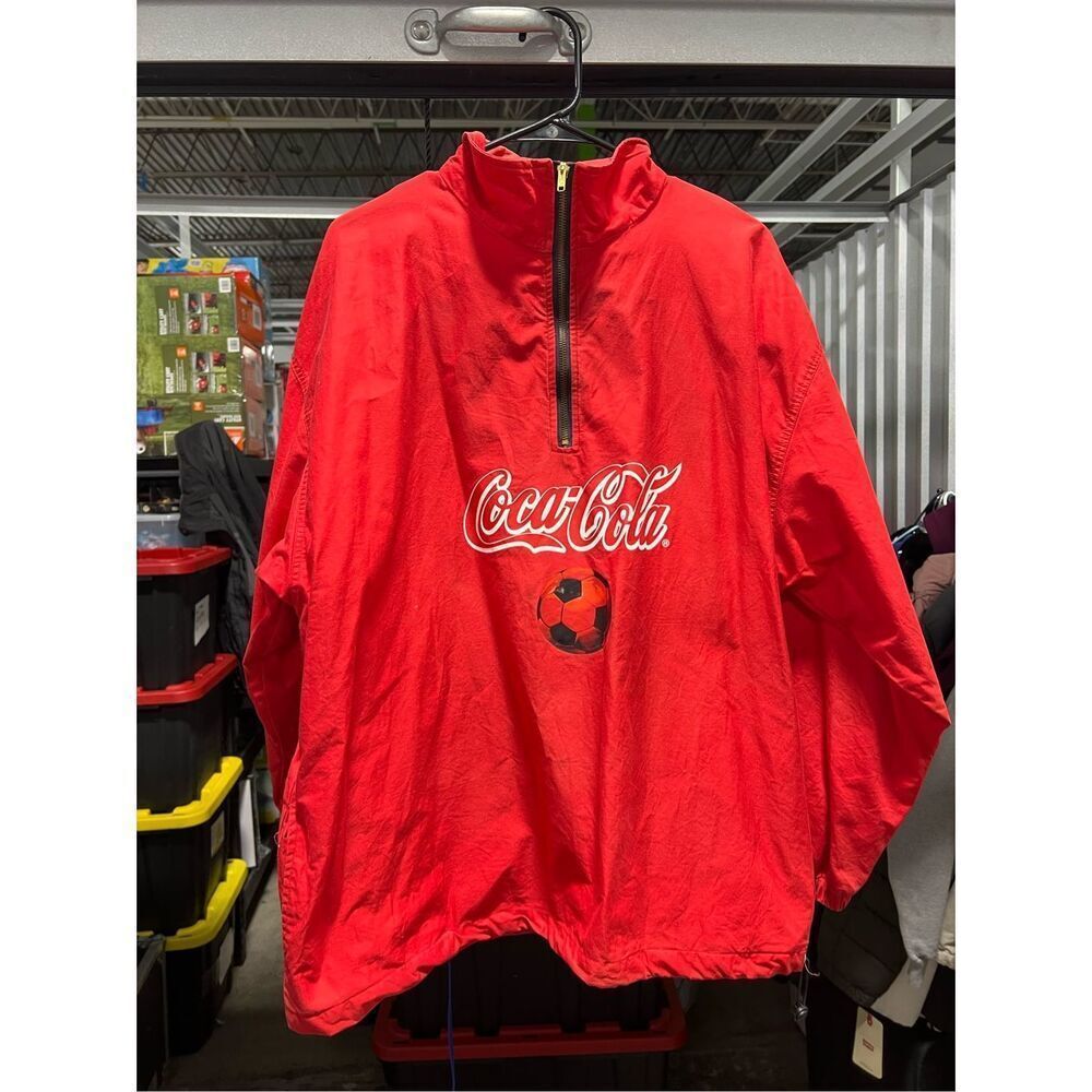 VINTAGE Coca-Cola SOCCER Jacket Wind Resistant XL - Picture 3 of 14